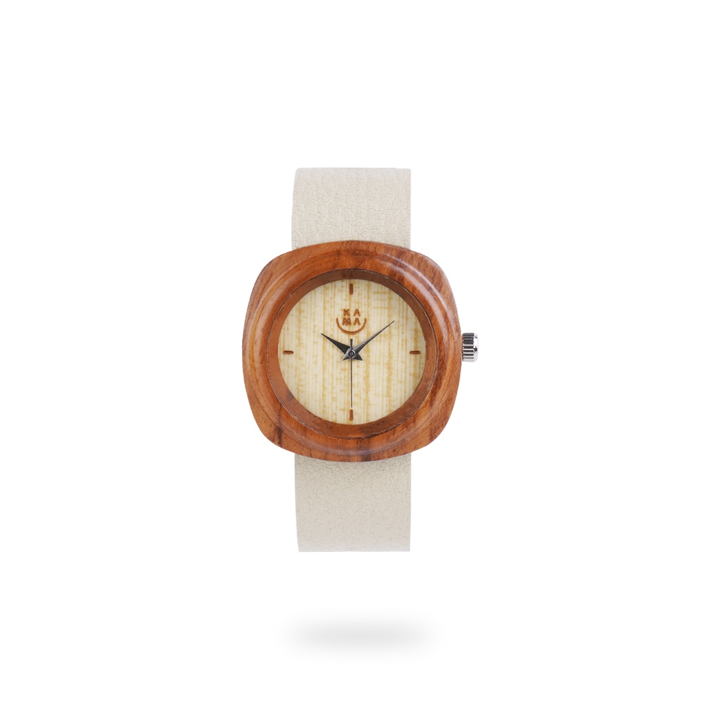 Kama Watch 2.0 Jam Tangan Kayu Jati Dial Putih