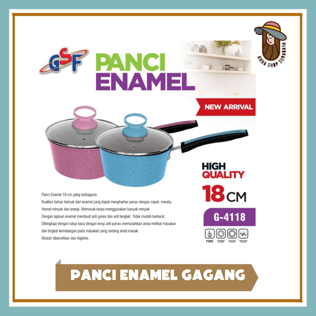 PANCI ENAMEL 18CM - Panci Gagang 18CM