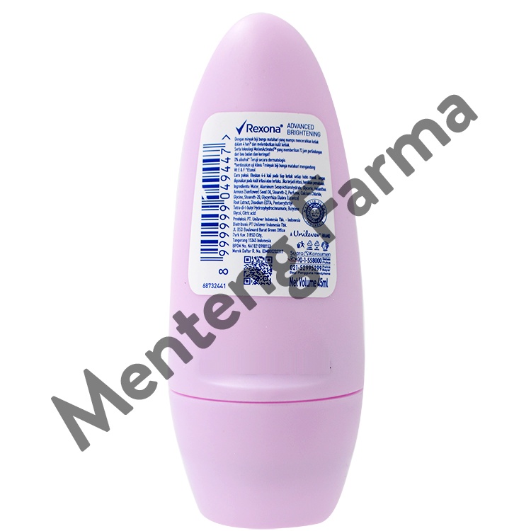 Rexona Anti-Perspirant Deodorant Roll On Advanced Whitening 45 ML - Mencerahkan Kulit Ketiak