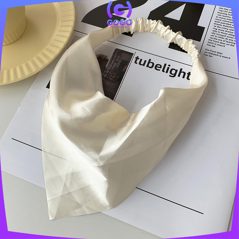 GOGO-C511 Bandana Segitiga Bahan Satin Korean Style / Headband Wanita Katun Motif Polos / Triangle Woman Scraf