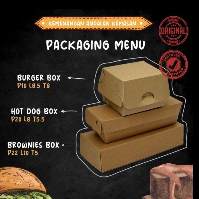 Paper Lunch Box Kertas Model Snack Box Makanan Kraft Burger Hot Dog Pizza Kebab
