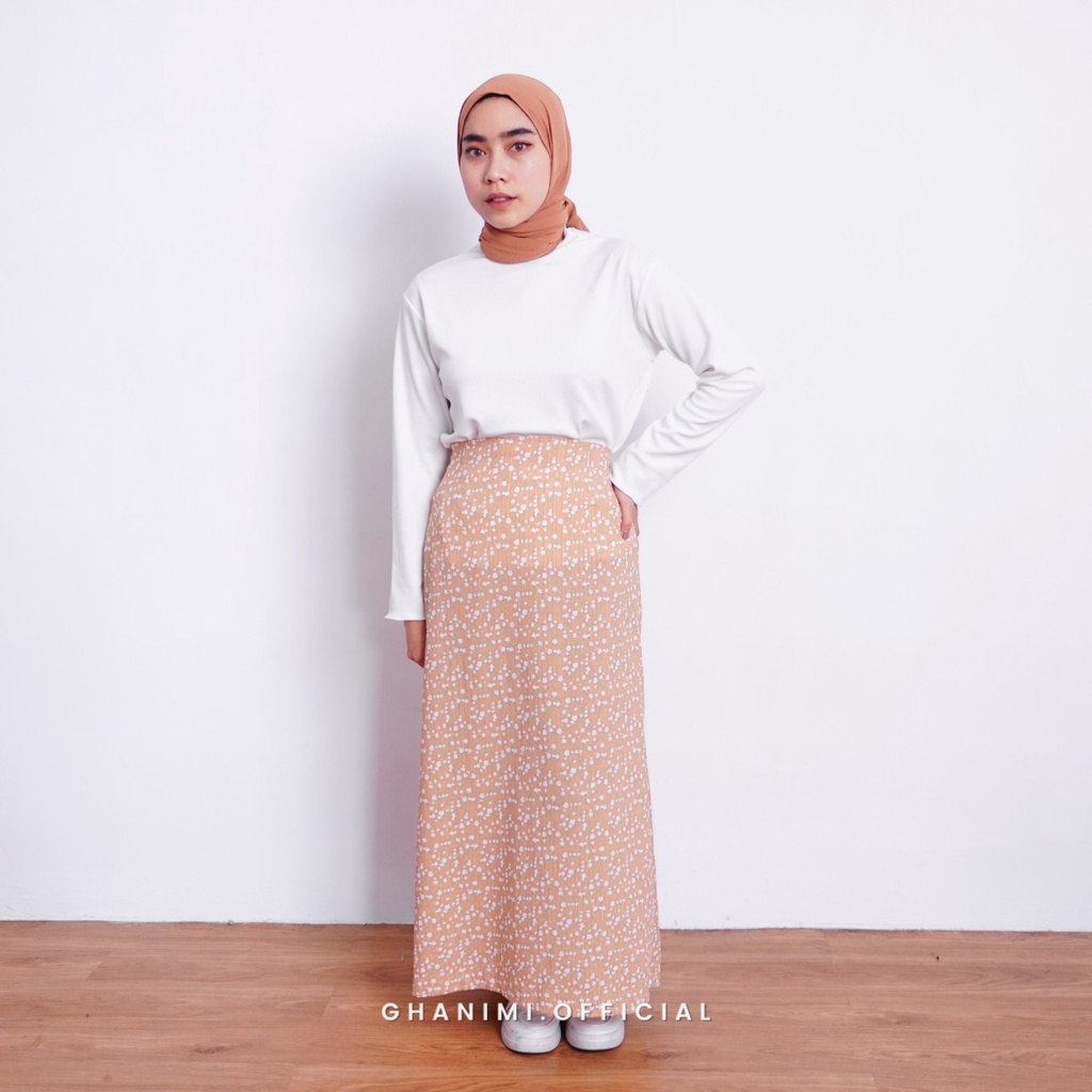 Ghanimi - Yoona Skirt / Rok Flower Korean Style / Rok motif / rok vintage / rok korea / rok span / rok daily / rok karet / bawahan kerja / rok casual formal / rok aestetik / rok panjang