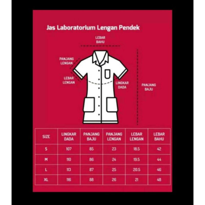 Jas Lab Rumah sakit Tangan panjang dan Pendek S M L XL