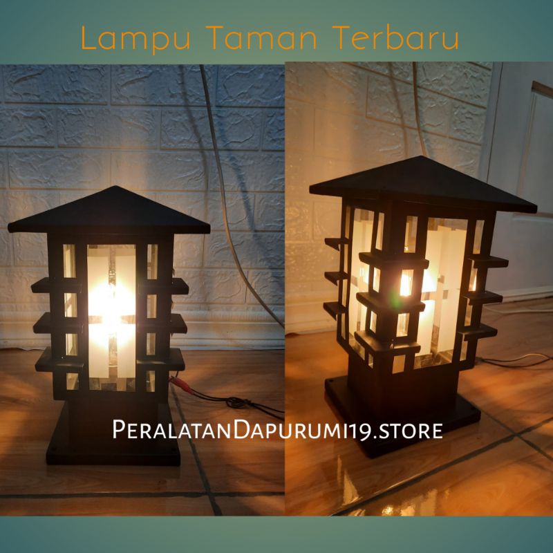 Lampu Pilar Pagar Kaca Motif