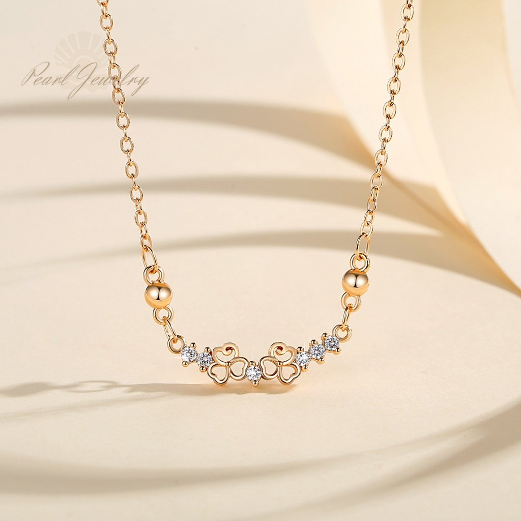Y593 [COD✔] Kalung Sederhana Dan Elegan Kristal Titanium Steel Warna Gold Fashion Wanita Perhiasan Kalung