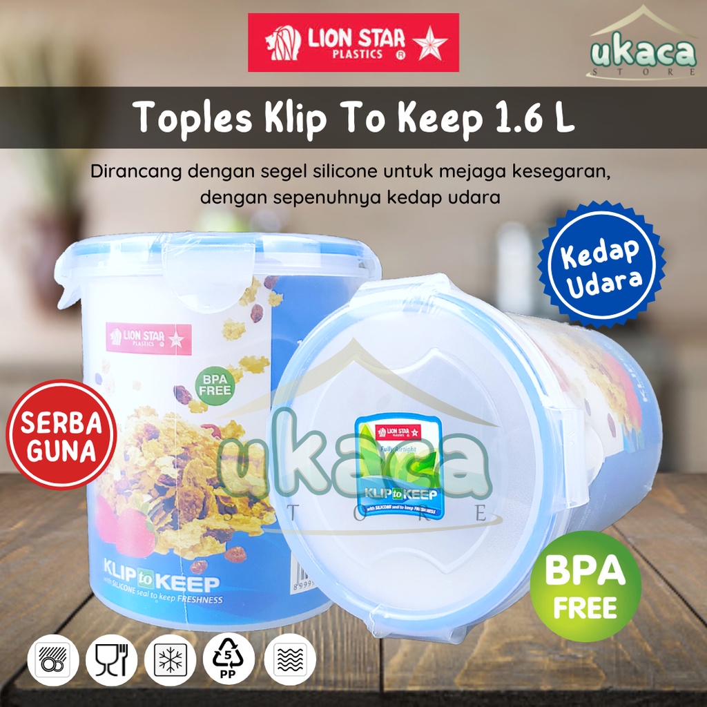 LION STAR Toples Makanan 1,6 L Jumbo Tempat Susu Bubuk Bayi Travelling Baby Klip To Keep Plastik Ked
