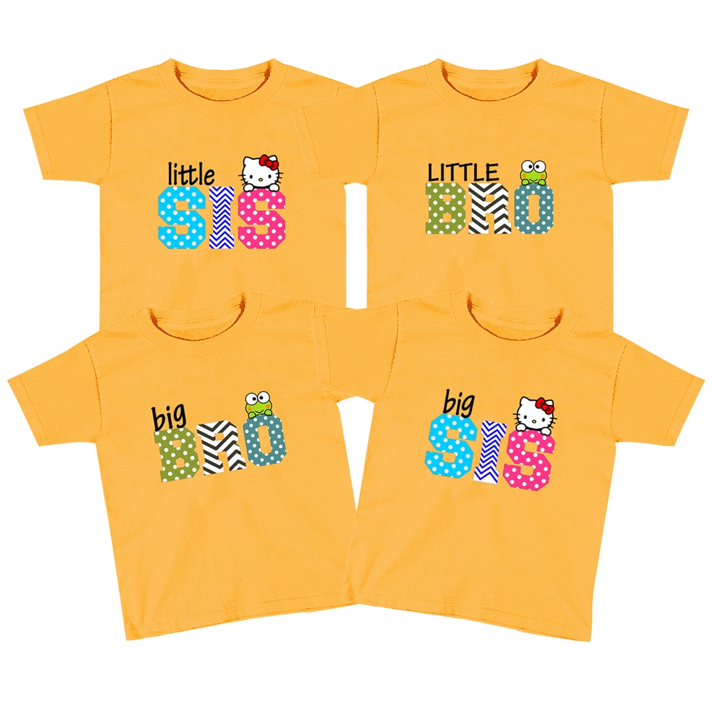 Kaos Couple Kaos Anak Sibling tee Series kaos bro sis Kaos Polkadot Kitty Katak kodok frog Distro 1-10 Tahun Laki Laki Perempuan Unisex Family Couple Lil Sister Big Sister Lil Brother Big Brother Kaos Termurah Kualitas Premium - Kaos Polos Senja