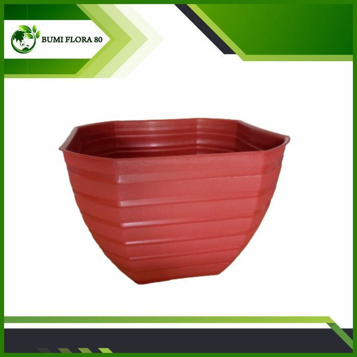 Pot Segi Delapan Coklat 27/ Pot Plastik/ Pot Cantik/ Pot Bunga