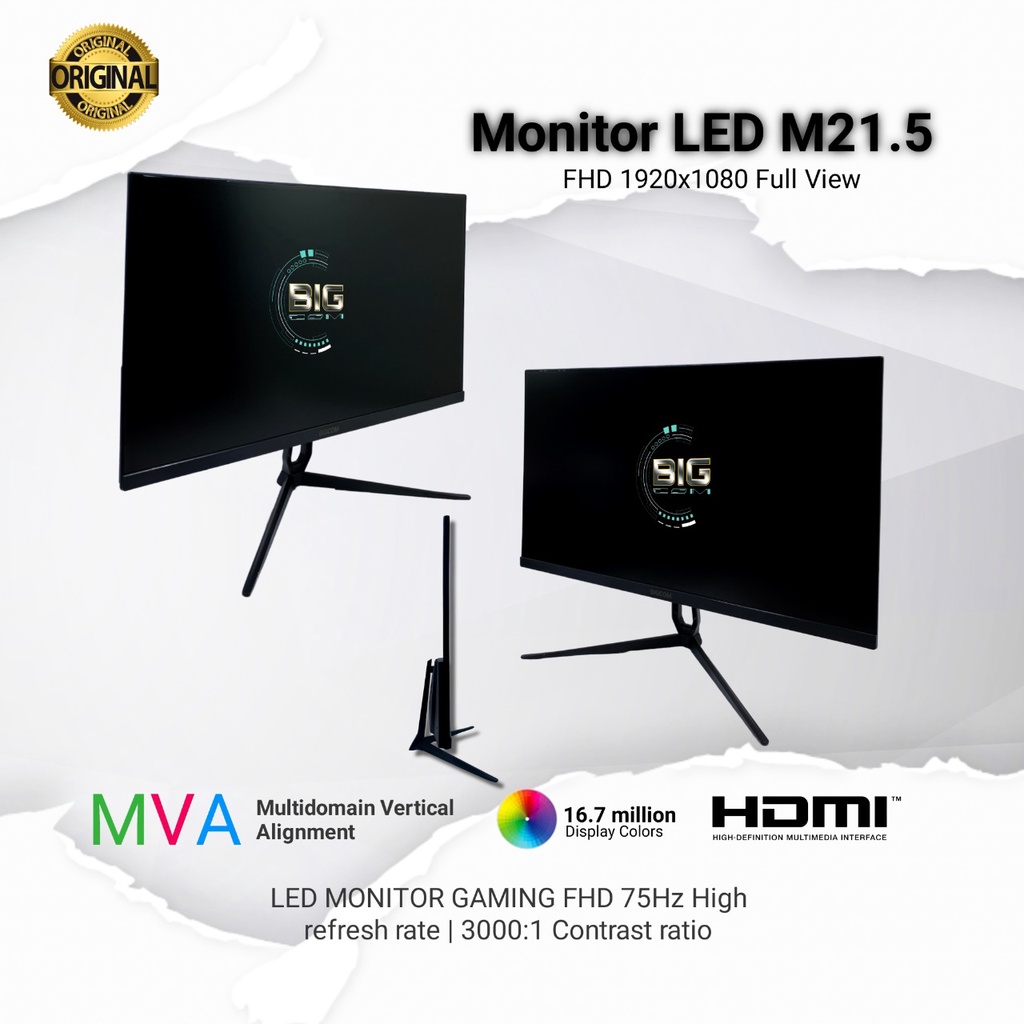 PROMO MURAH !!! BIGCOM LED Monitor 21.5 Inchi 1080p 75Hz Port HDMI VGA