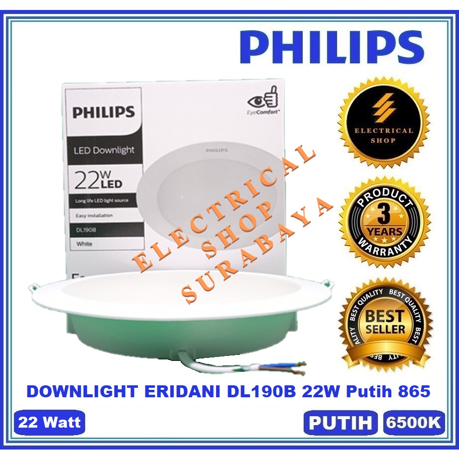 PHILIPS DOWNLIGHT LED ERIDANI 22W 22 WATT PUTIH ATAU KUNING 8 INCI D200 865 830 6500K 3000K DL190B GN 2 LAMPU TANAM PLAFON 8&quot; INCH &quot; (GARANSI &amp; HARGA GROSIR) PENGGANTI 14W 14 WATT