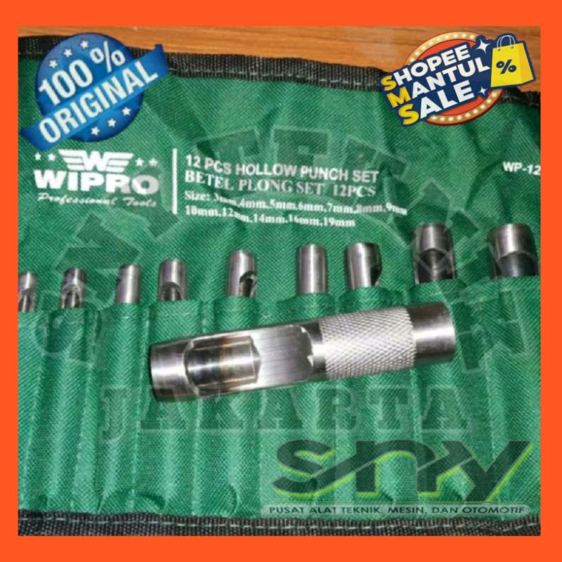 Plong Set Gasket Pembolong Kulit Betel Plong Set - WIPRO 12 pcs (3mm - 19mm)