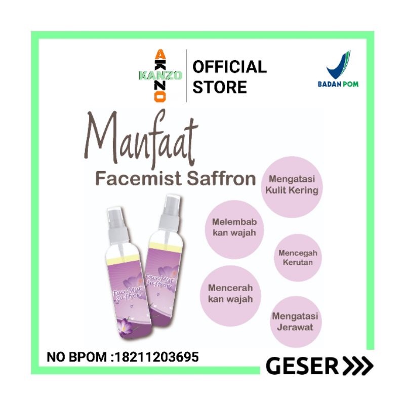 Kanzo - [BPOM] Face Mist Saffron 100ml / Facemist Saffron Spray 100ml / Face Mist Saffron 100ml ORIGINAL