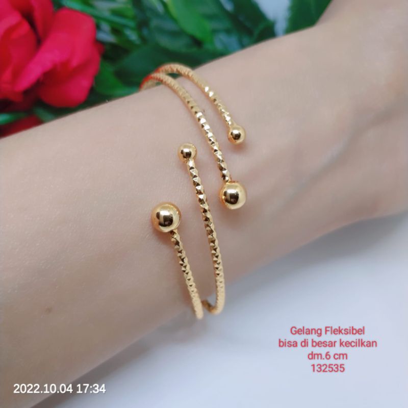 Gelang Fleksibel Bisa Di Besar Kecilkan Perhiasan Fashion Wanita Titanium Premium Lapis Emas