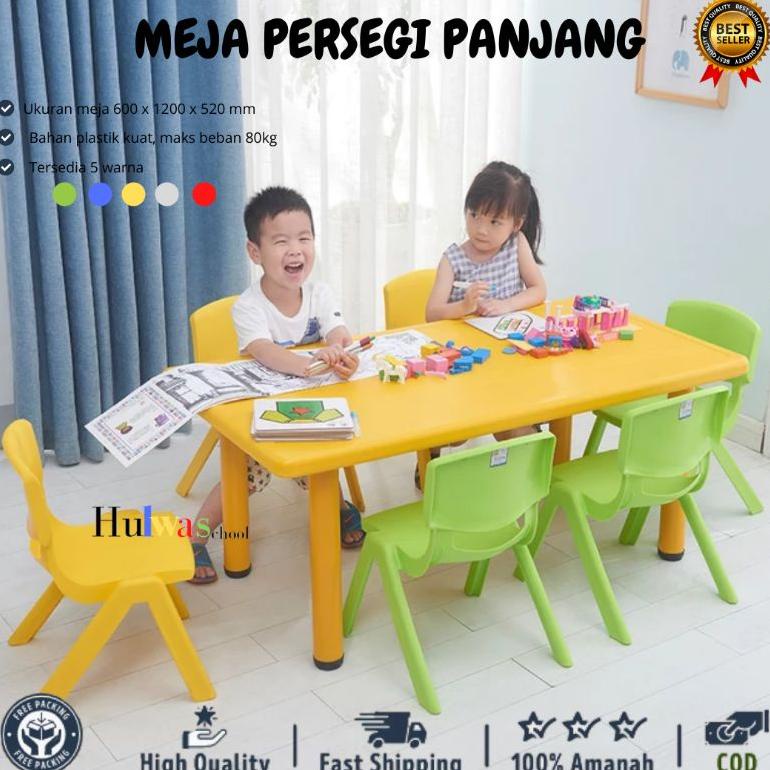 MEJA ANAK TK | MEJA ANAK PAUD | MEJA ANAK PLASTIK KUAT | MEJA ANAK PERSEGI PANJANG MEJA KAKI BESI TE