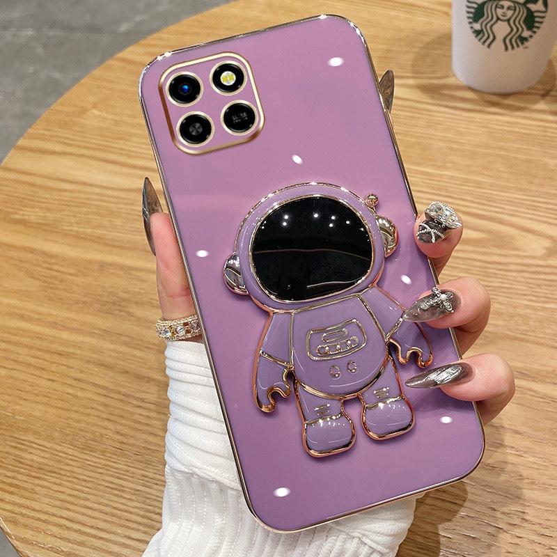 2022 Desain Baru Case Untuk infinix Smart6 HD Case Mewah 3D Stereo Stand Bracket Astronot Electroplating Halus Casing Ponsel Fashion Lucu Soft Case