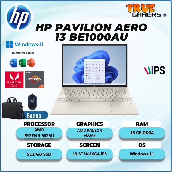 HP PAVILION AERO 13 RYZEN 5 5625U RAM16GB 512SSD VEGA7 W10+OHS 13.3 WUXGA IPS