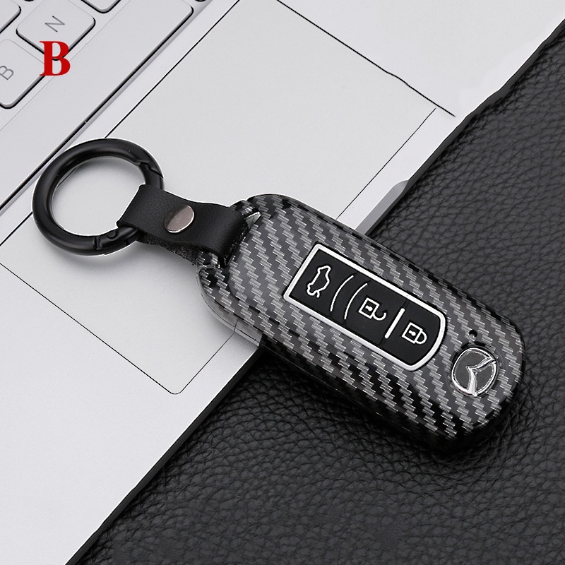 Cover Kunci Mobil Mazda Carbon Fiber Car Key Cover Case Cocok Untuk Aksesoris Mazda 2 3 5 6 2017 Cx-4 Cx-5 Cx-7 Cx-9 Cx-3 Cx 5 2 Tombol