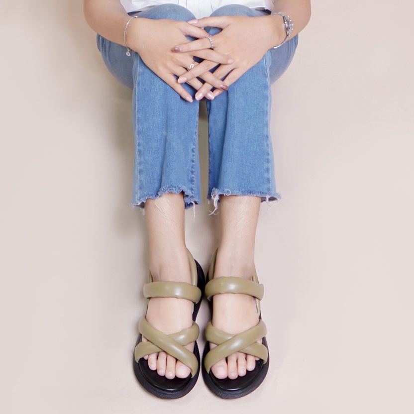 LAPEPA YUK - Sepatu Sandal Wanita Wedges VIVIAN Model Silang dua Tali Strap Belakang Hak Tinggi Sole 3 cm Spatu Sendal Gunung Cewek  Size 36 37 38 39 40 41 Warna Mos Green Most Hijau Kekinian Premium Terbaru Shoes Ori Original Mall Official Store Promo