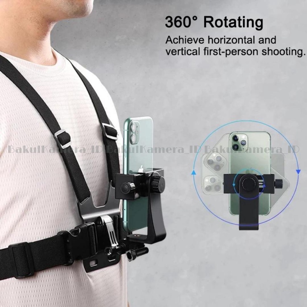 5PCS/Set Body Chest Strap Mounting + Holder Smartphone Dan Action Camera Gopro Yi Cam Kogan Motovlog Sepeda