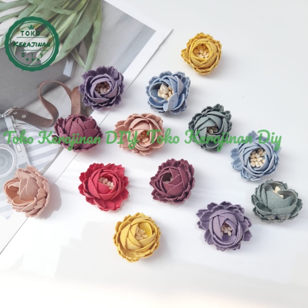 Aplikasi Bunga Suede 2,5cm Import Bahan Craft Kerajinan DIY