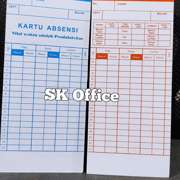✨SHOPEE MALL✨ Kartu Absensi Warna Tebal untuk Mesin Amano 9200PJ BX6200 EX6000 EX9000 ??