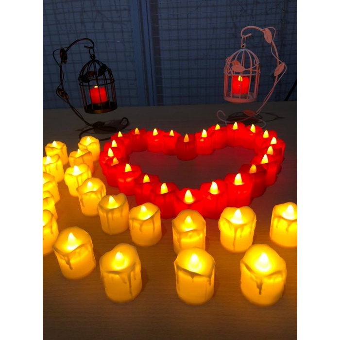 PROMO Lilin Lampu LED Bulat Smokeless Motif Leleh-Lilin Elektrik-Lilin Led - Merah