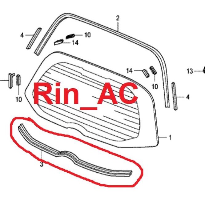 Karet List Lis Kaca Bagasi Belakang Bawah Honda Jazz Rs Ge8 2008-2013