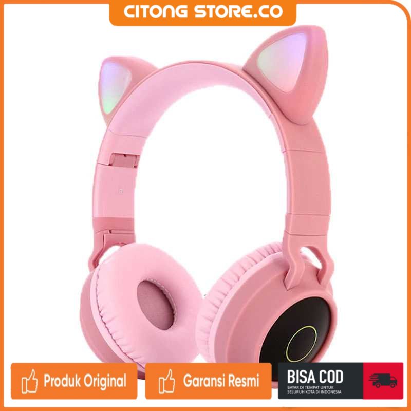 Headphone Gaming Headshet Gaming GTIPPOR Cute Cat Ear Wireless Headphone Bluetooth 5.0 RGB Mic BT028