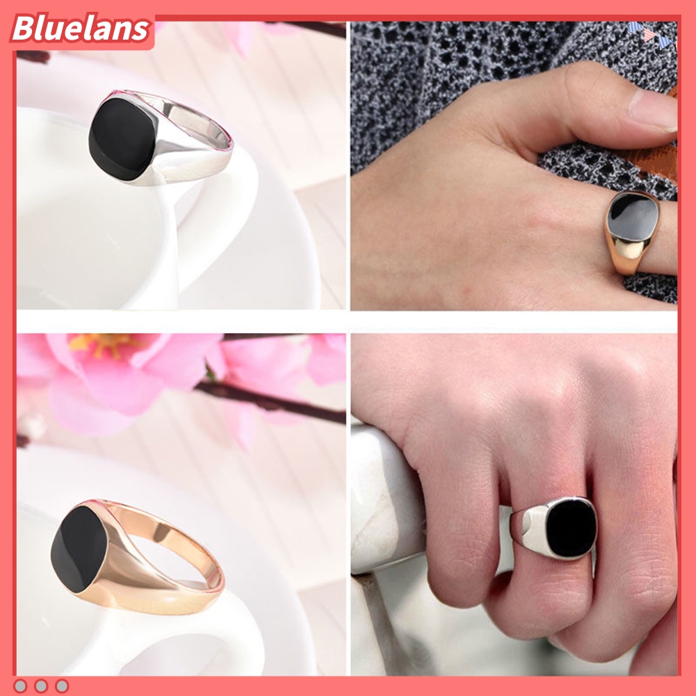 Bluelans Solid Polished Stainless Steel Band Biker Men Signet Ring Finger Jewelry Gift