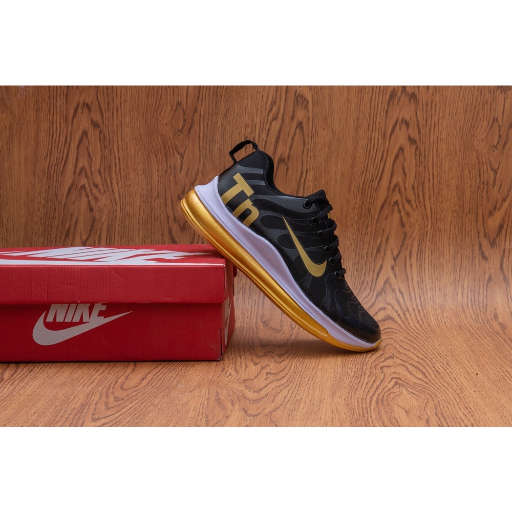 SEPATU OLAHRAGA PRIA SNEAKER NIKE ZOOM TN AIR MAX FLYKNIT LARI SPORT MEN HITAM GOLD