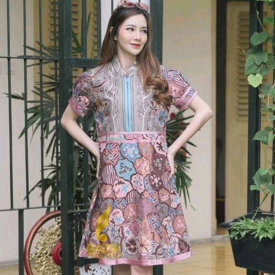 Mayasari Dress Lengan Pendek Original Batik Wanita Prabuseno Bahan Katun Printing Premium Halus Adem