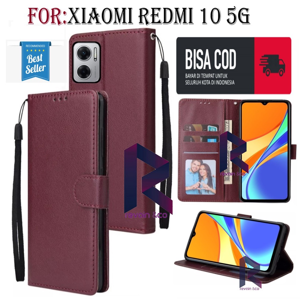 CASE REDMI 10 5G FLIP WALLET LEATHER KULIT PREMIUM SARUNG BUKA TUTUP FLIP CASE NEW REDMI 10 5G