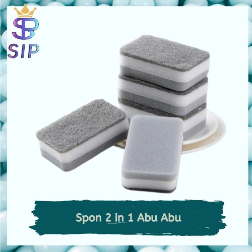 Spons Cuci Piring Abu Abu Dua Sisi Double Magic Dishwash Sponge PIRING SPONGE GELAS SENDOK MAKAN