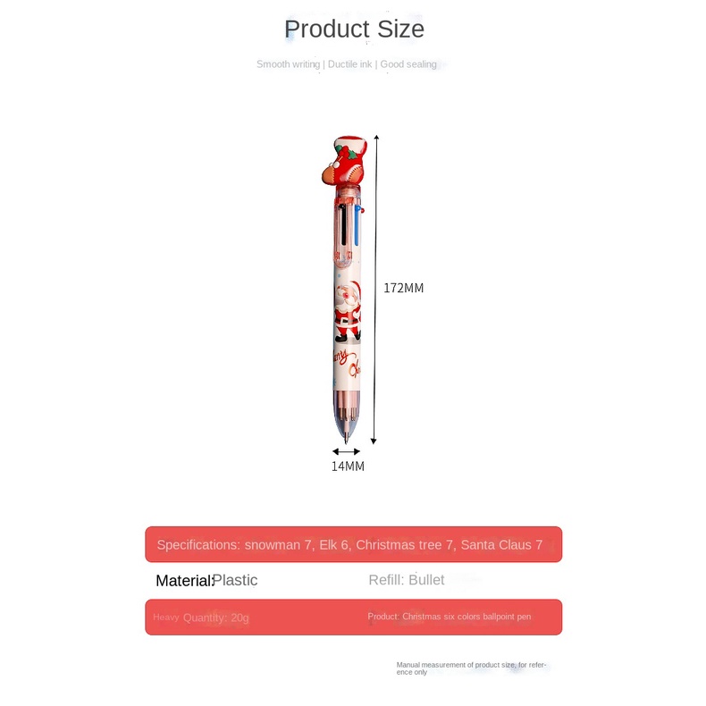 1 Pcs Baru Gel Pena Kartun Santa Claus 6-warna Tekan Kreatif Tangan Pulpen Kawaii Bolpoin Hadiah Sekolah Kantor Stationary