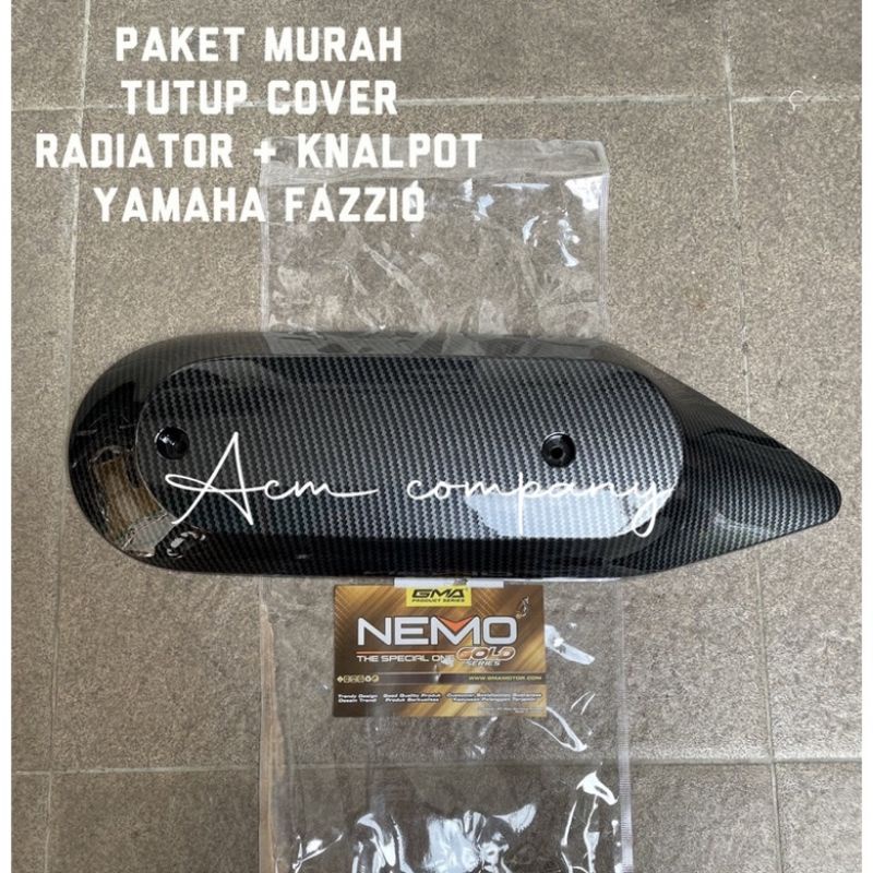 PAKET COVER TUTUP KNALPOT RADIATOR FAZZIO CARBON NEMO ORIGINAL