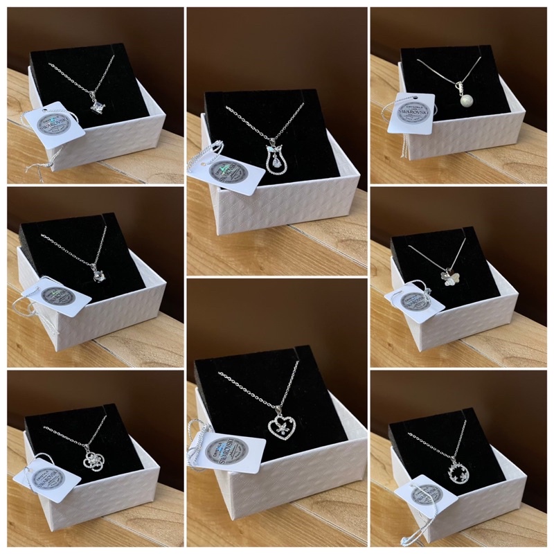 [BOX PUTIH] Kalung Swarovski - Necklace Pearl Swan Model Hati Permata Korea Drakor Viral