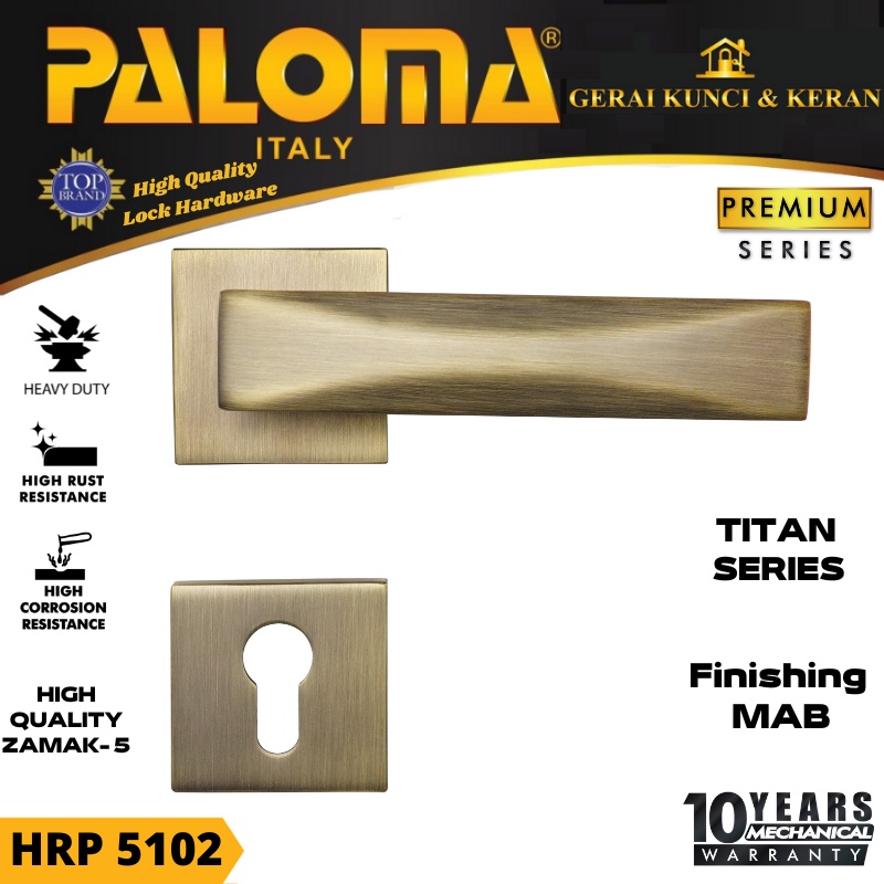 PALOMA HRP 5102 HANDLE ROSES TITAN GAGANG PINTU RUMAH MATT ANTIK BRASS