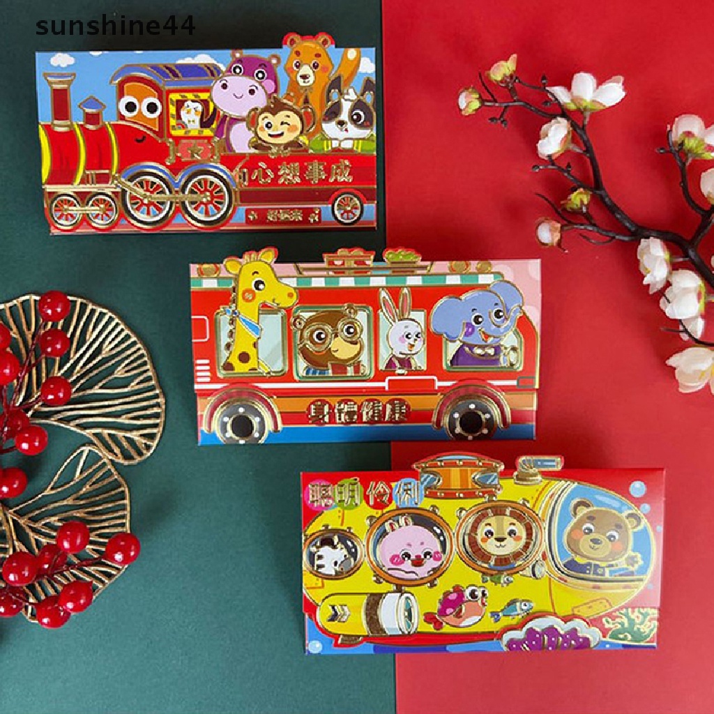 Sunshine 6pcs Amplop Angpao Tahun Baru Cina / Imlek Warna Merah 2022
