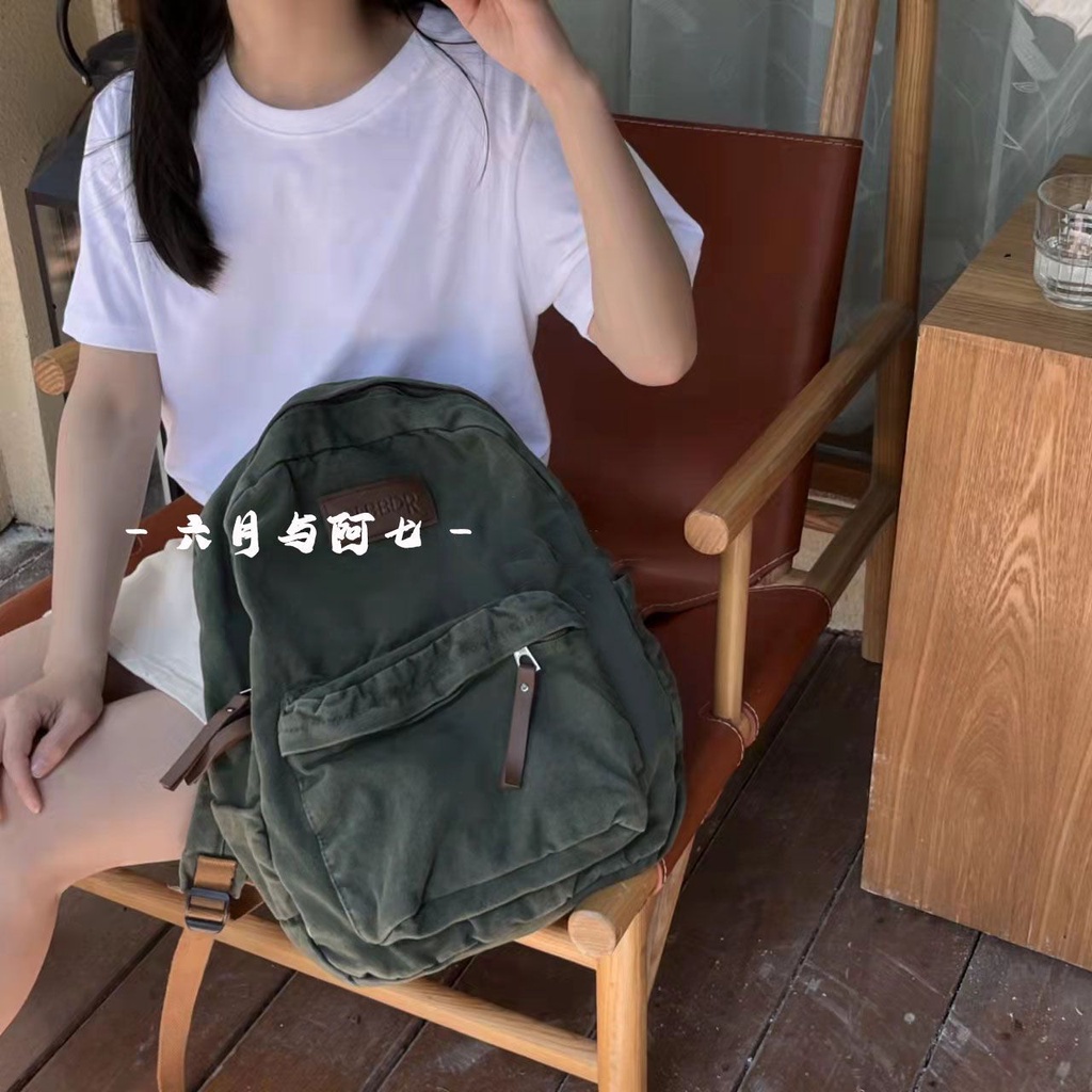 ✒Sera Sera American retro tas sekolah pria dan wanita bisa menjadi angin malas ransel mahasiswa ransel dicuci kanvas mahasiswa ransel tahan lama