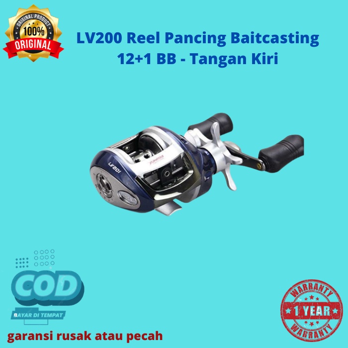 YUMOSHI LV200 Ril pancing murah Reel Pancing Baitcasting 12+1 BB - Tangan Kiri