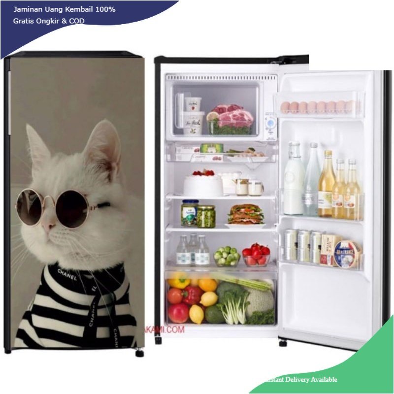 WALLPAPER STIKER KULKAS 2 PINTU KUCING