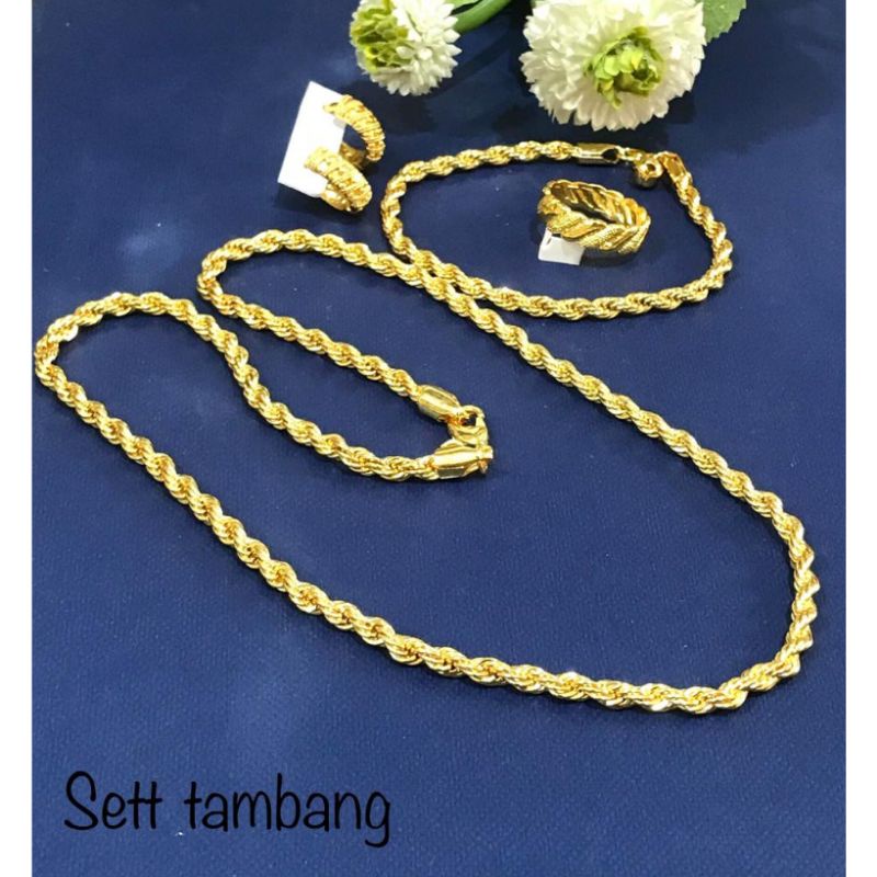 1 set perhiasan wanita tambang warna emas kode 021