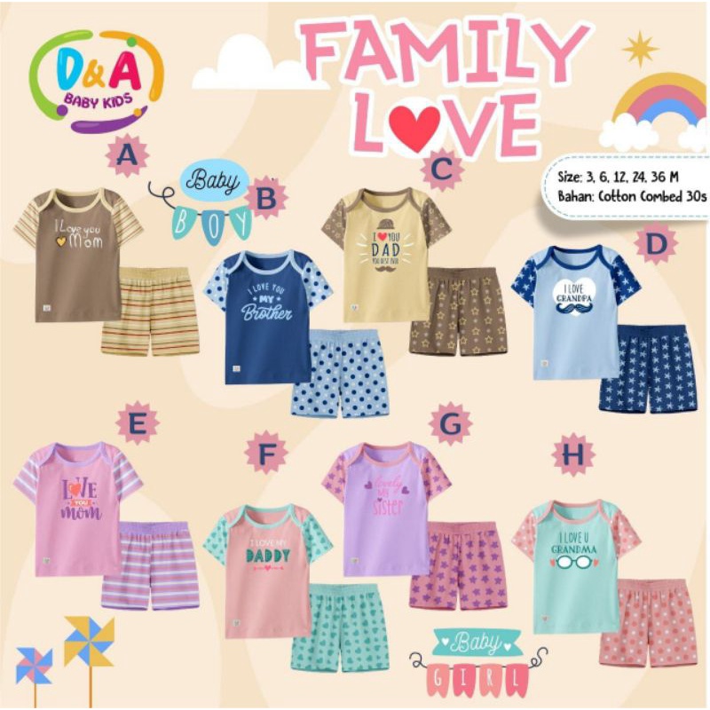 Family Love by D&A Baby Kids || Setelan Bayi Batita 3Bulan - 3Tahun
