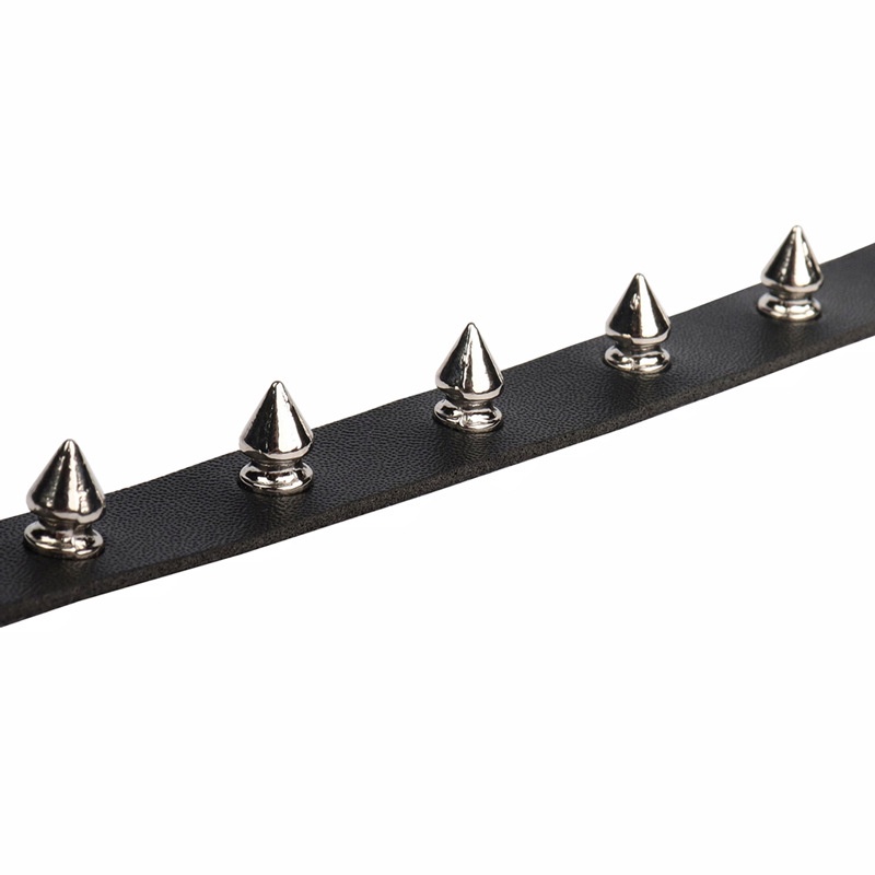 Rock Kalung Choker Bahan Kulit Pu Aksen Rivet Spike Gaya Punk Gothic Untuk Unisex