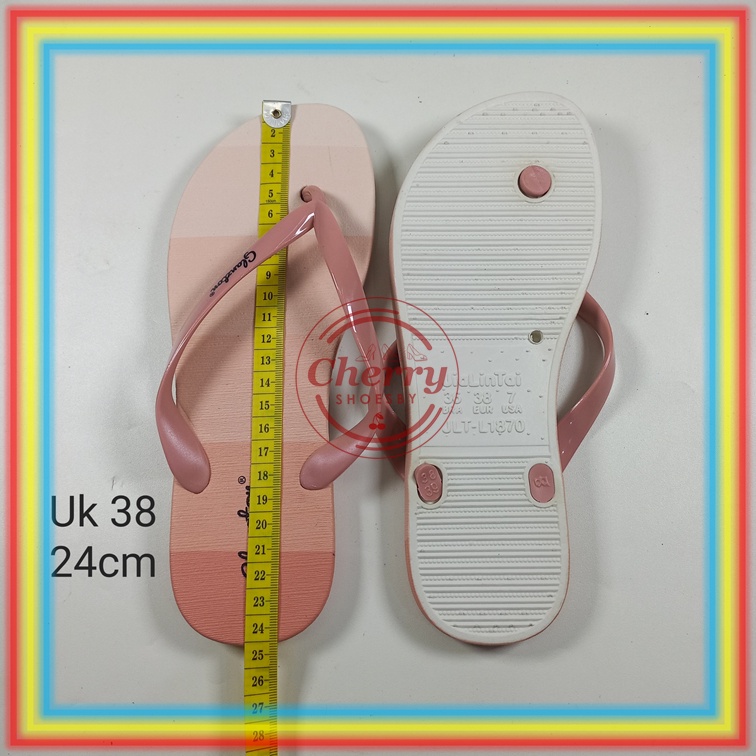 L1870-23 Sandal Jepit Karet Wanita Warna 2 Glanzton Sendal Jelly Anti Slip Cewek Warna Sembur Import