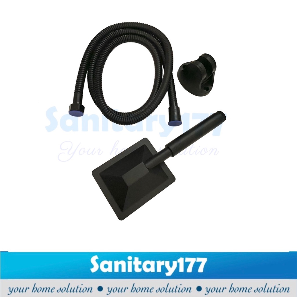 Shower mandi stainless KOTAK HITAM 15B-handshower semprotan air segiempat stenles black matte