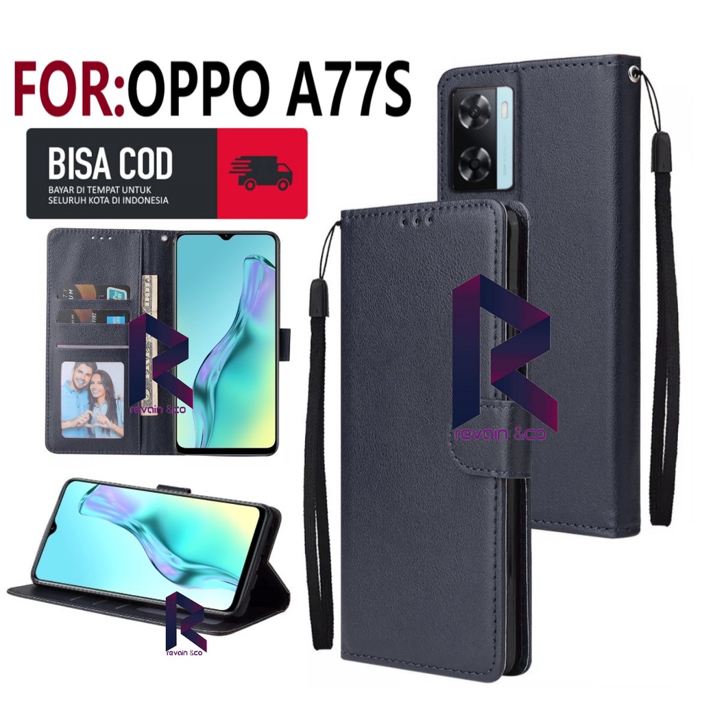 FLIP COVER NEW OPPO A77S 2022 FLIP WALLET LEATHER KULIT PREMIUM SARUNG BUKA TUTUP KESING HP FLIP CASE OPPO A77S