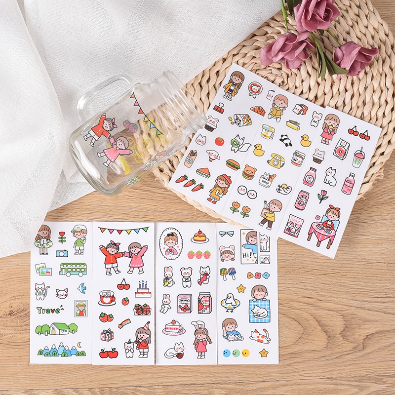 [Ready Stock❤️COD]Stiker Motif Kartun Korea Lucu Anti Air Dekorasi Handbook Scrapbook DIY -Doo