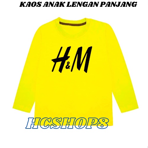 Kaos Anak Laki Laki Perempuan Lengan Panjang H Tengah Usia 2-16 Tahun Unisex Cowok Cewek