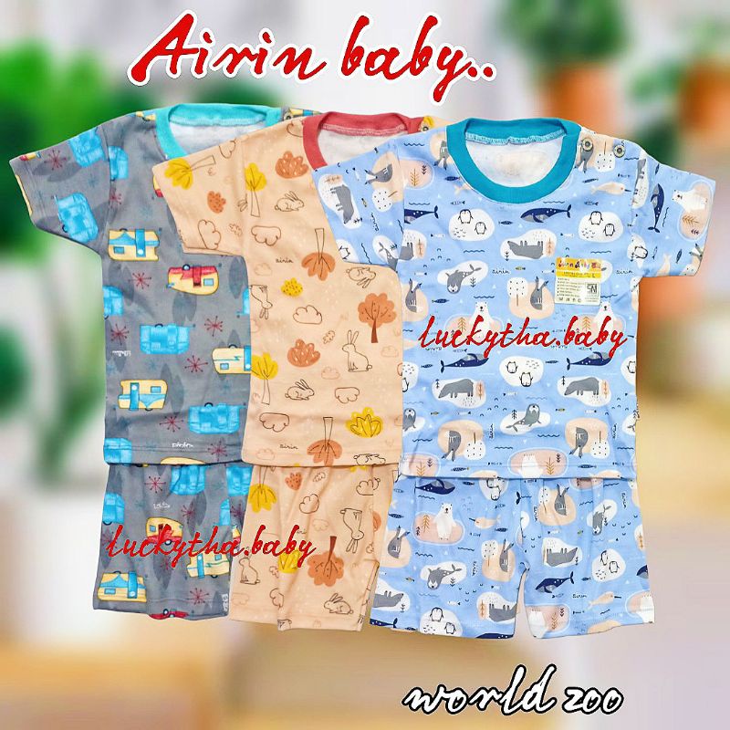 3pcs_airin setelan pendek AIRIN baby polar bear 3-24 bulan/SETELAN AIRIN baby pendek nb,s.m.l.xl/ baju bayi ,celana bayi  Airin baby / setelan pendek AIRIN motif Dino,alfabet,jelyfish